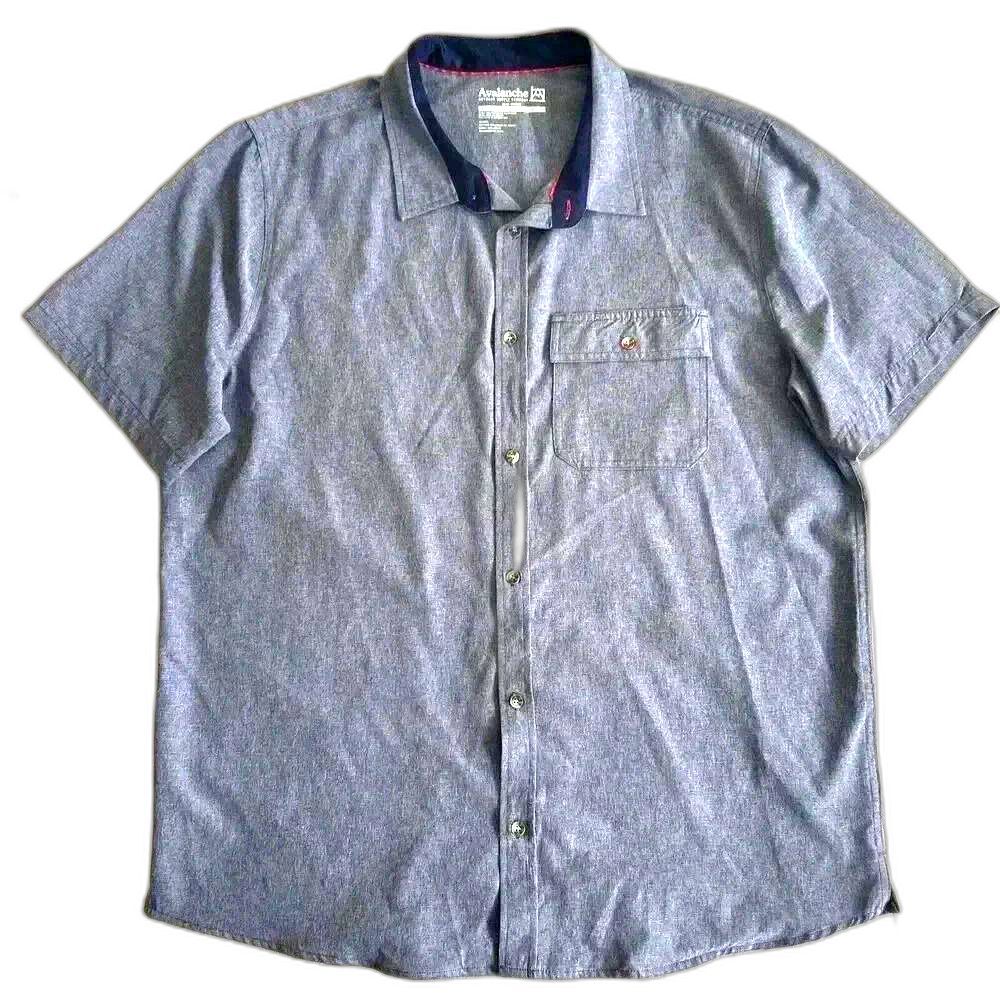 Gorpcore Outdoor Button Up Shirt Gray Stretch Hiking Fishing Avalanche Men's XL